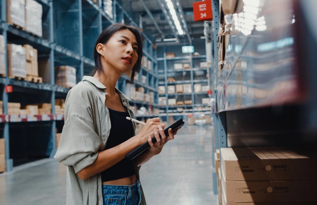 distributor reviewing stock