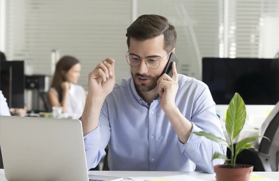 Sales rep on the phone