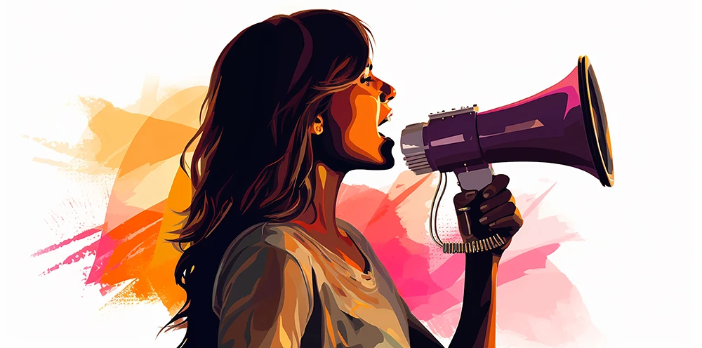 Lady promoting new business relationship