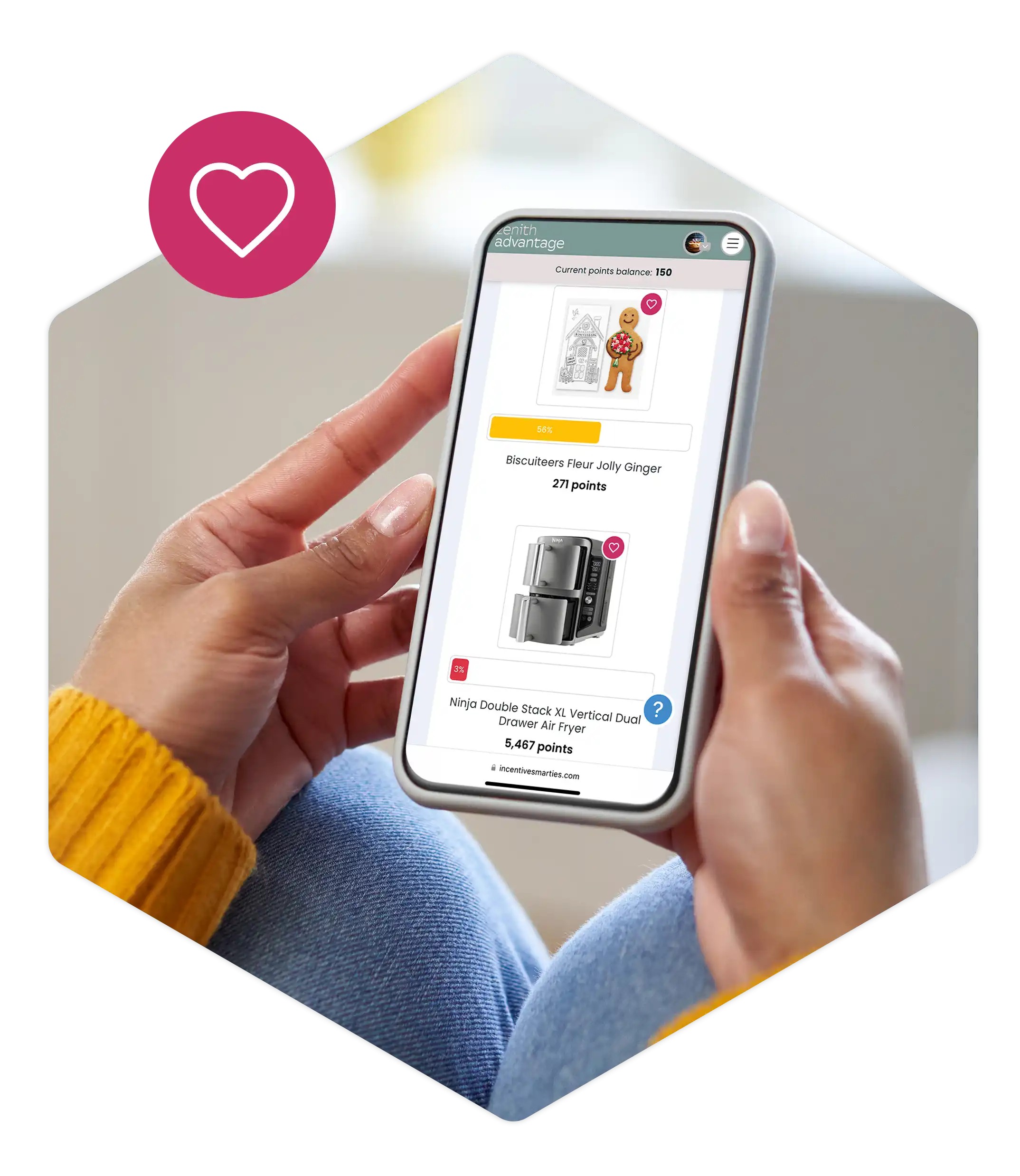 Reward shown on a mobile